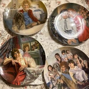 Knowles Annie Decorative Plates Set with Red, Blue, and Brown Accents